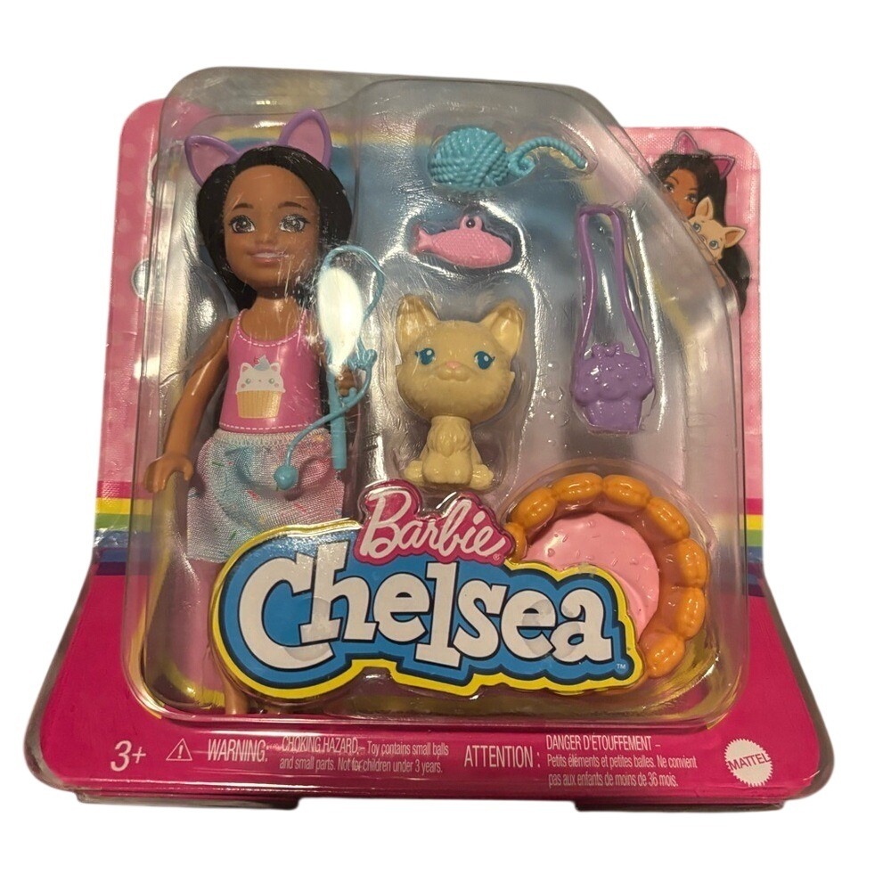NIB Barbie Chelsea Cat Lover Doll & Pet Kitten Playset HGT09